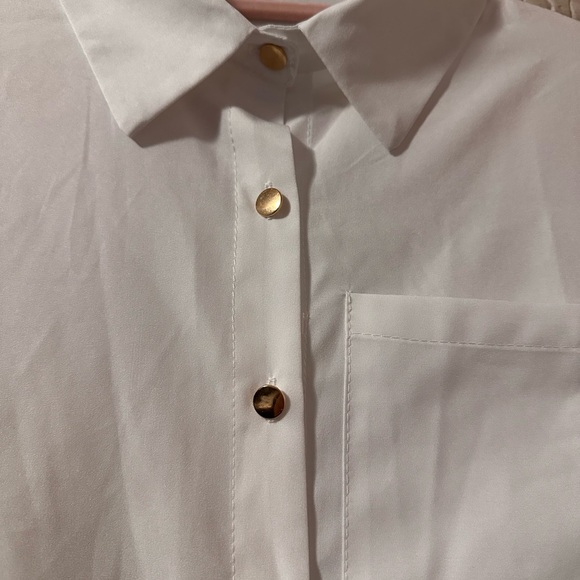 NWOT White Blouse with Gold Buttons - Picture 2 of 3